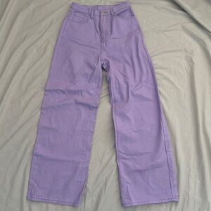 Lavender High Waisted, Wide Leg Jeans